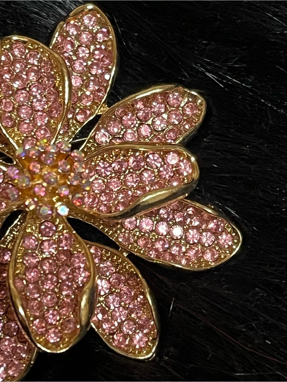 Pink Rhinestone Flower Burst Brooch